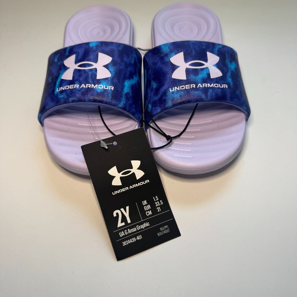 New Girls' Under Armour Ansa Graphic Slides 2Y 3024439-401